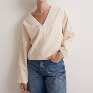 Madewell Cream V-Neck Blouse